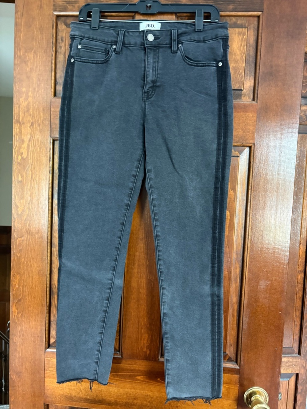 Just Black Denim Velvet-Trim Skinny Jeans
